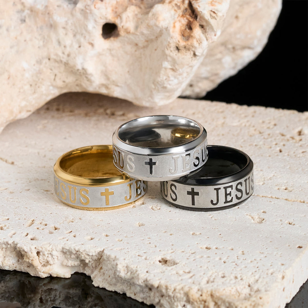 Titanium Steel Ring with Laser engraving "JESUS"