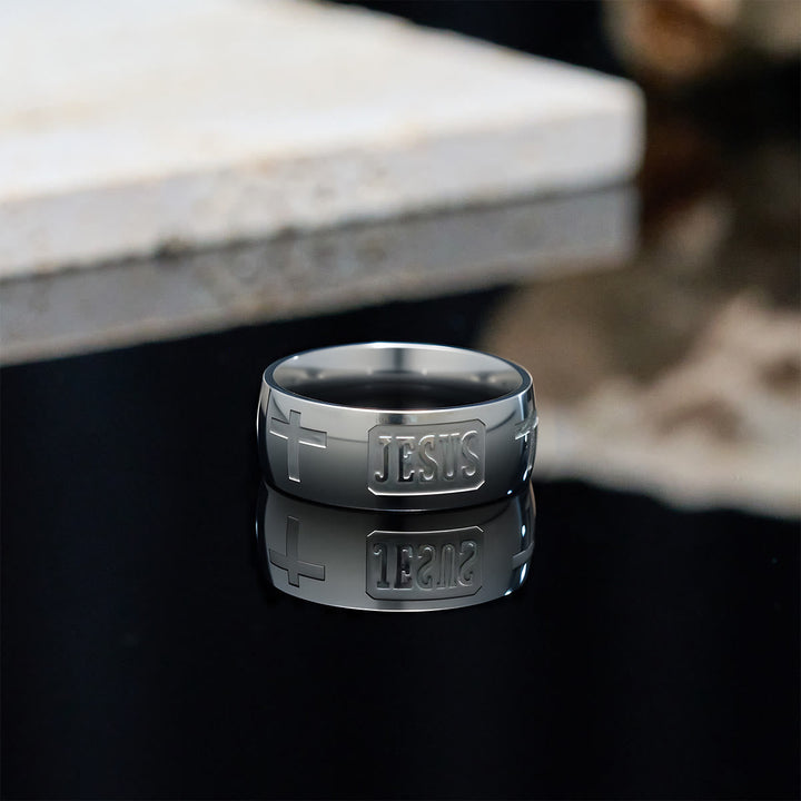 Two-tone Golden JESUS & Cross Symbol Blessed Ring