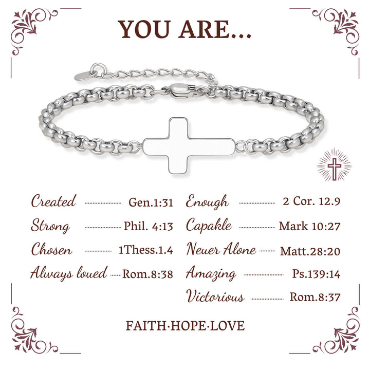 Minimalist Cross Chain Bracelets: Two Colors with Blessing Card