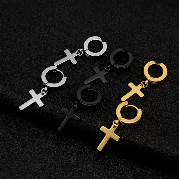 Trendy Cross Dangle Hoop Earrings: Cool & Stylish Jewelry for Daily Wear