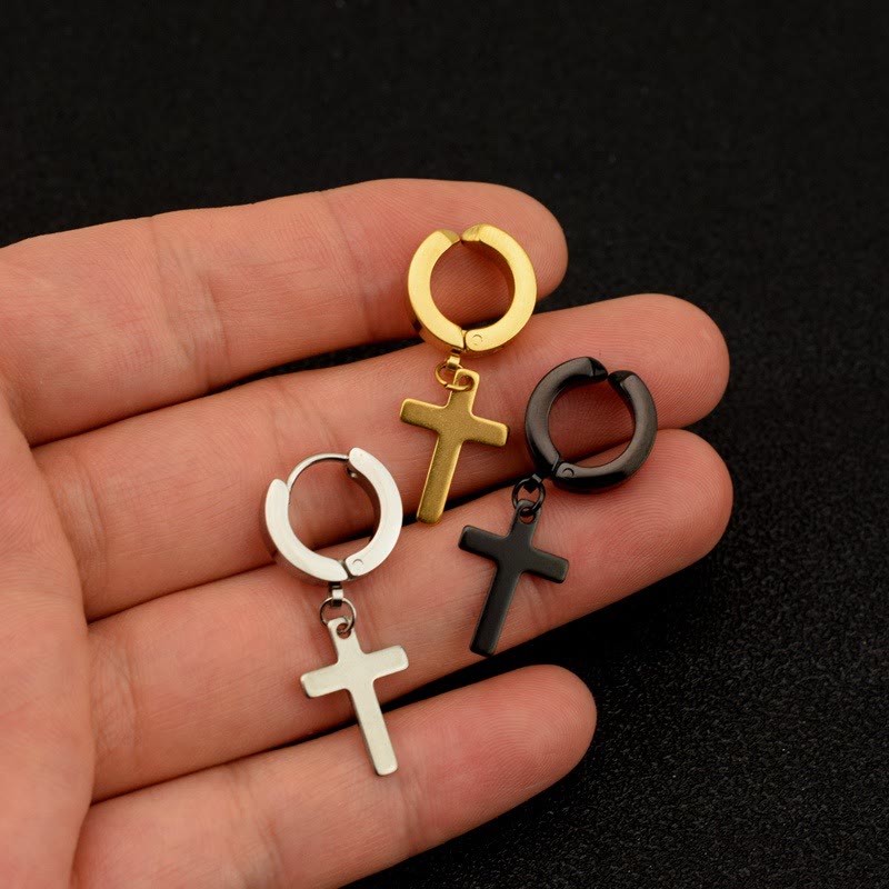 Trendy Cross Dangle Hoop Earrings: Cool & Stylish Jewelry for Daily Wear VIP
