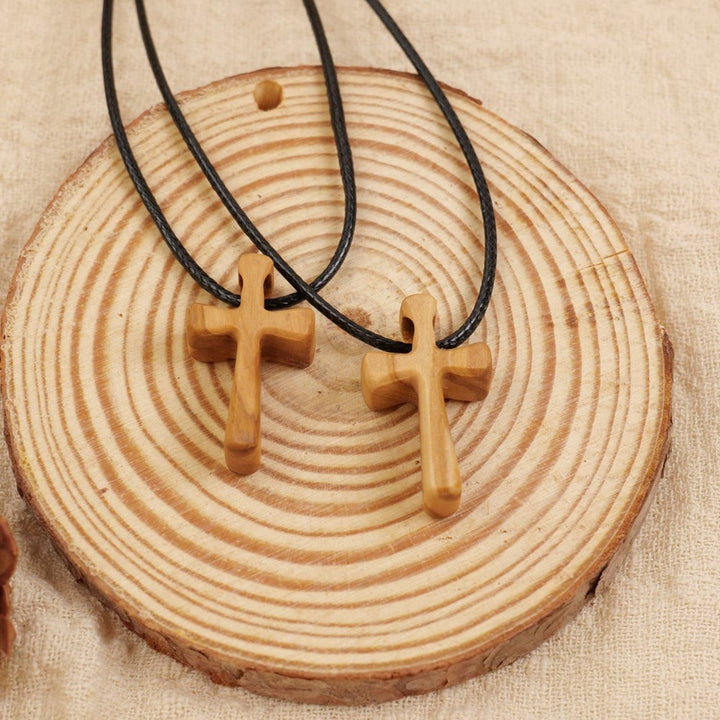 Wooden Cross Pendant Necklace : Christian Faith Jewelry