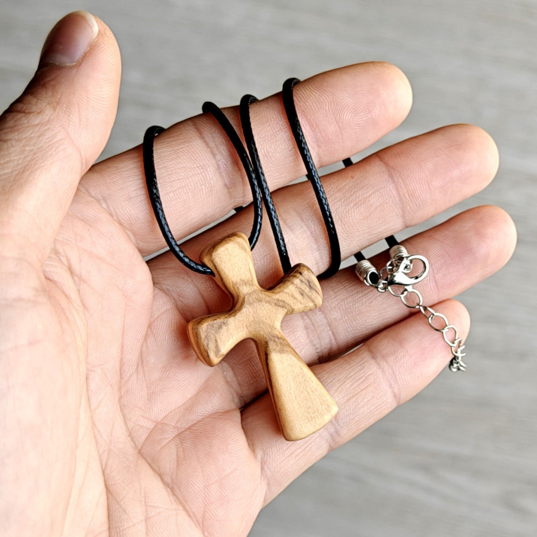 Wooden Cross Pendant Necklace : Christian Faith Jewelry