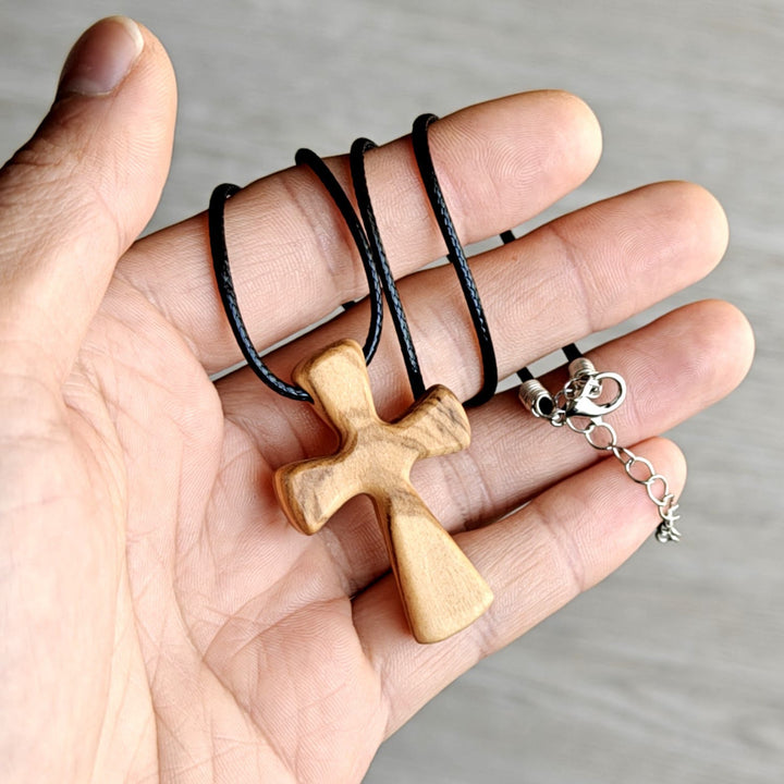Wooden Cross Pendant Necklace : Christian Faith Jewelry