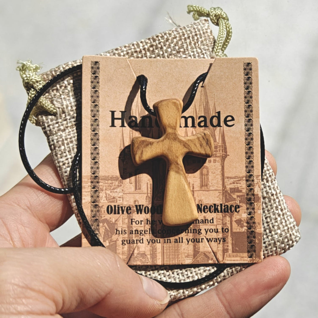 Wooden Cross Pendant Necklace : Christian Faith Jewelry