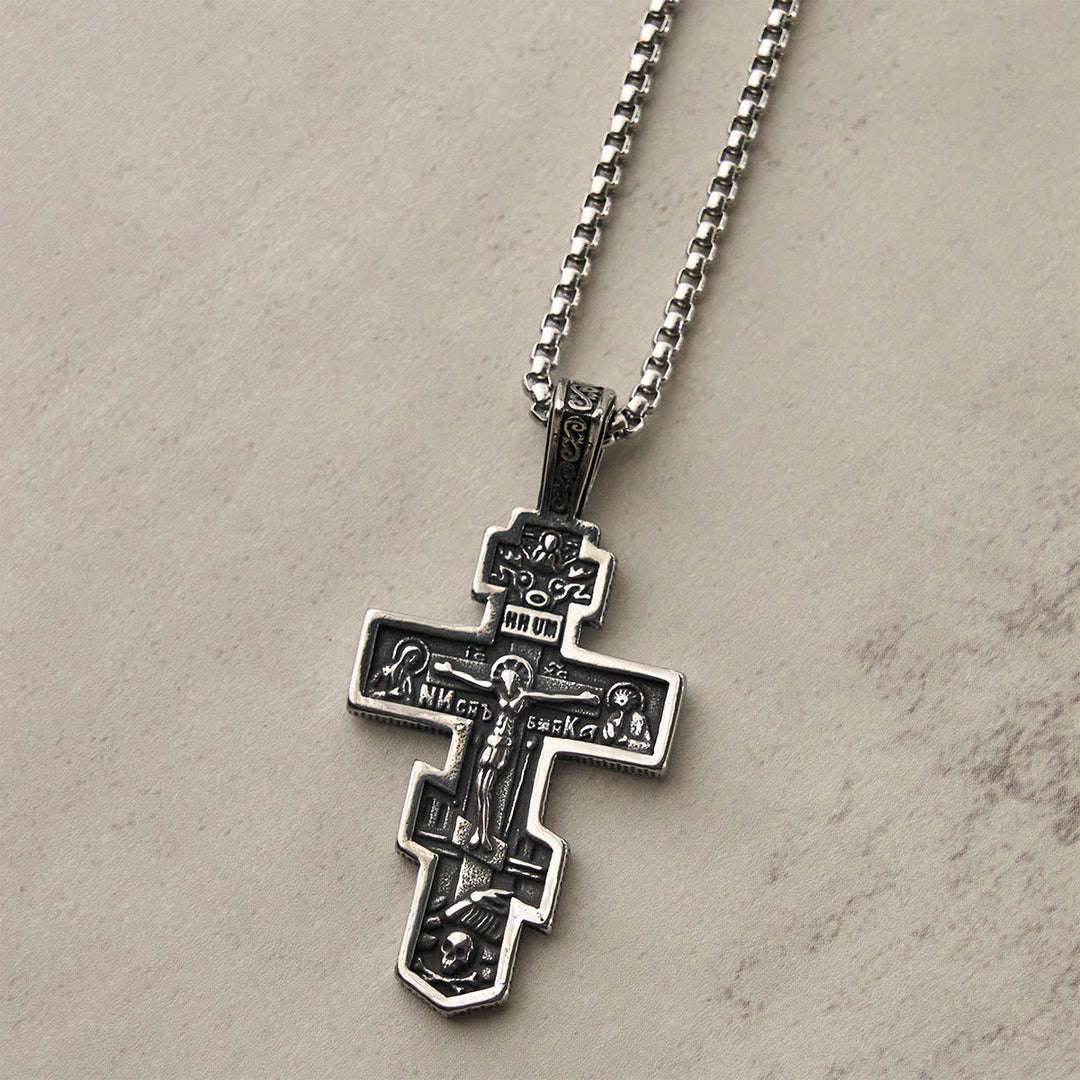 Two-Color Orthodox Crucifix Necklace with Profound Spiritual Meaning