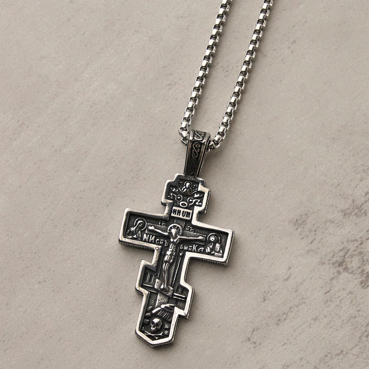 Two-Color Orthodox Crucifix Necklace with Profound Spiritual Meaning