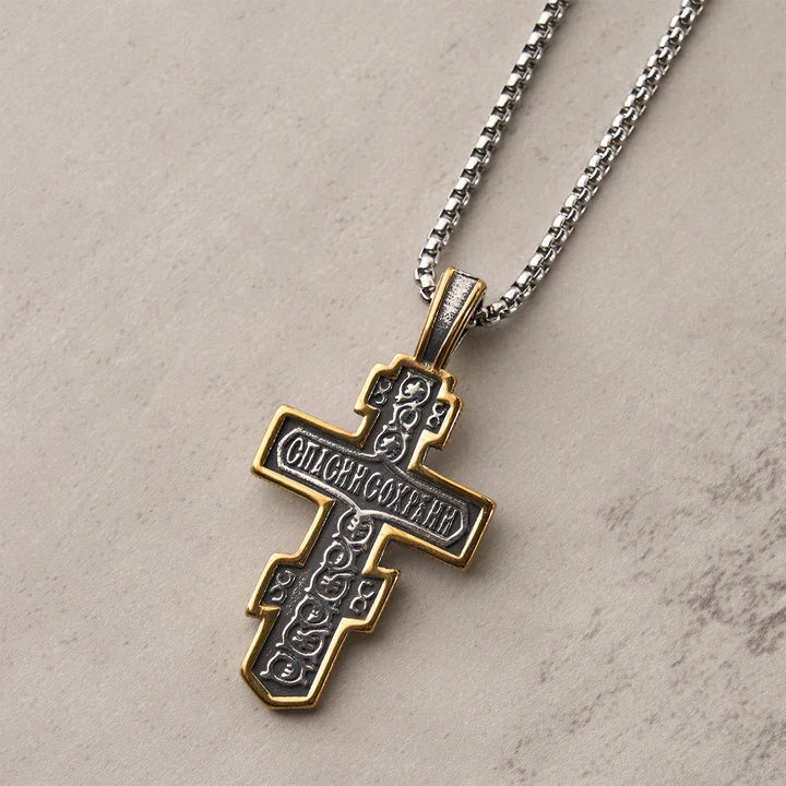 Two-Color Orthodox Crucifix Necklace with Profound Spiritual Meaning