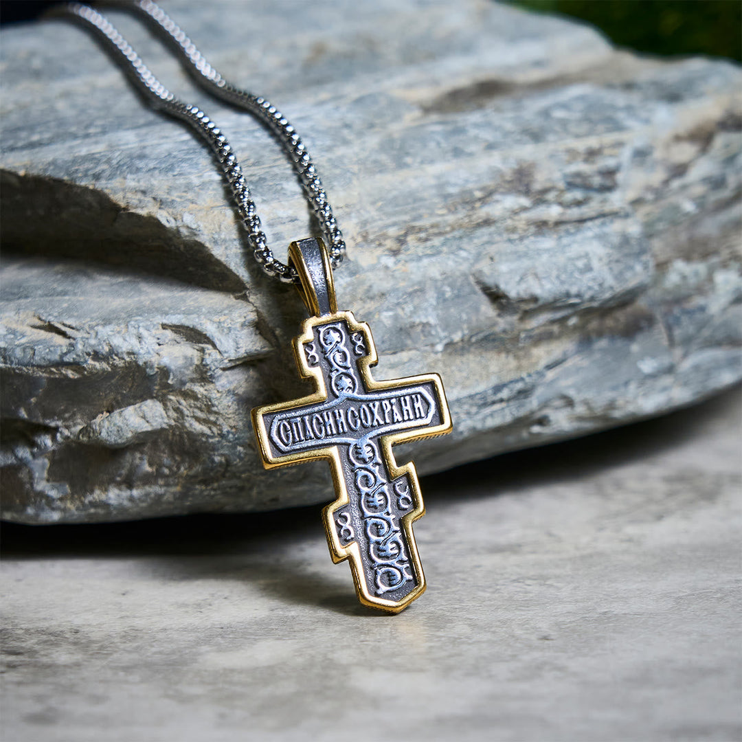 Two-Color Orthodox Crucifix Necklace with Profound Spiritual Meaning