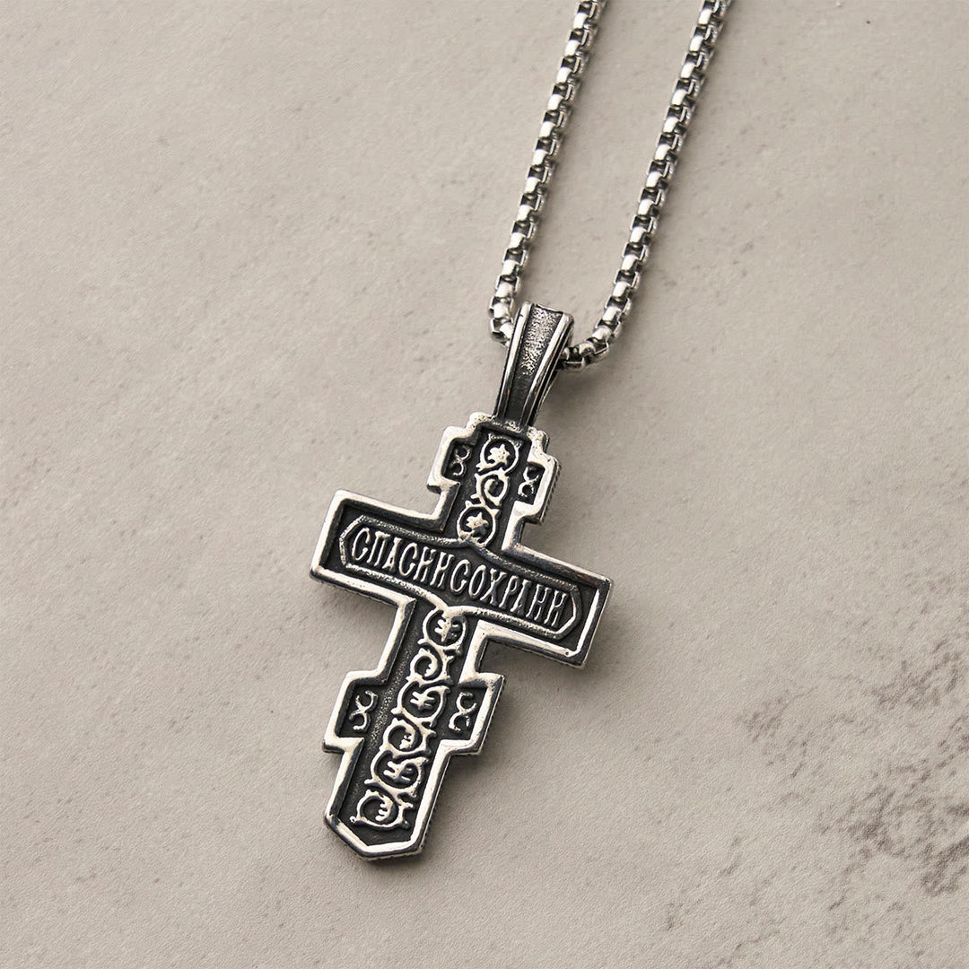 Two-Color Orthodox Crucifix Necklace with Profound Spiritual Meaning