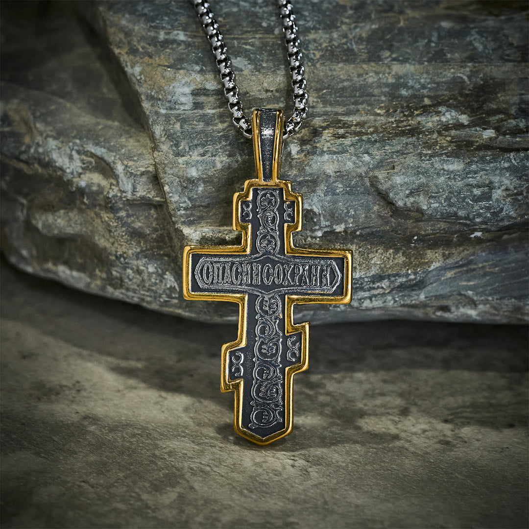 Two-Color Orthodox Crucifix Necklace with Profound Spiritual Meaning