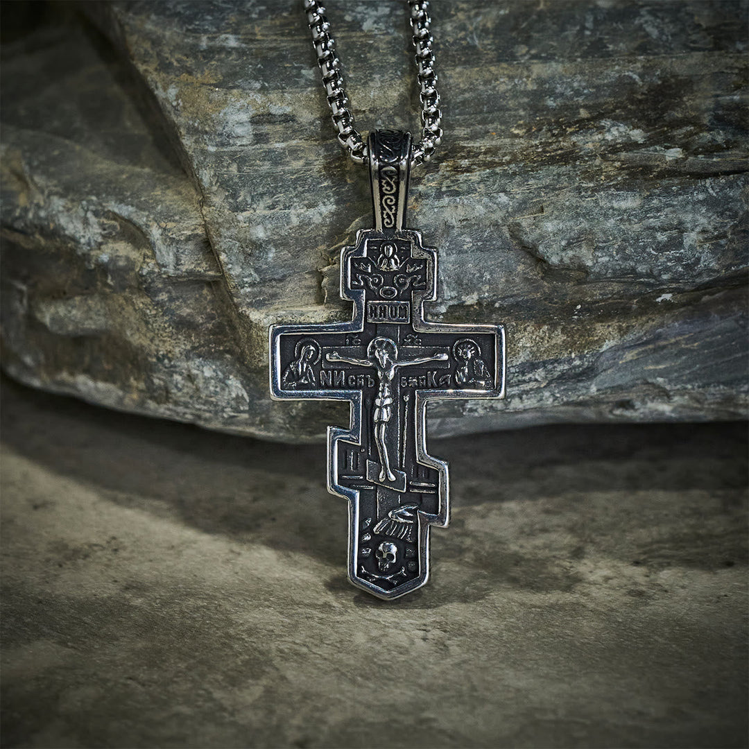 Two-Color Orthodox Crucifix Necklace with Profound Spiritual Meaning