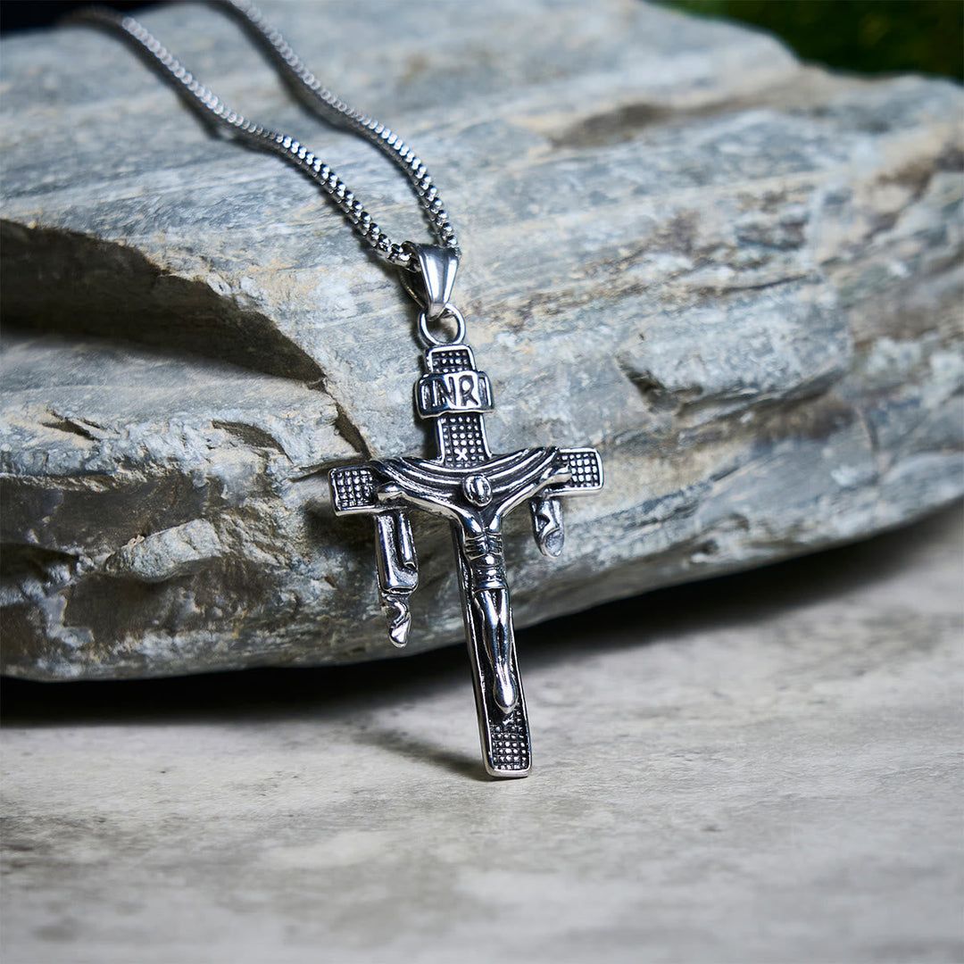 Artistic Sterling Silver INRI Cross Necklace: A Unique Blend of Art and Belief