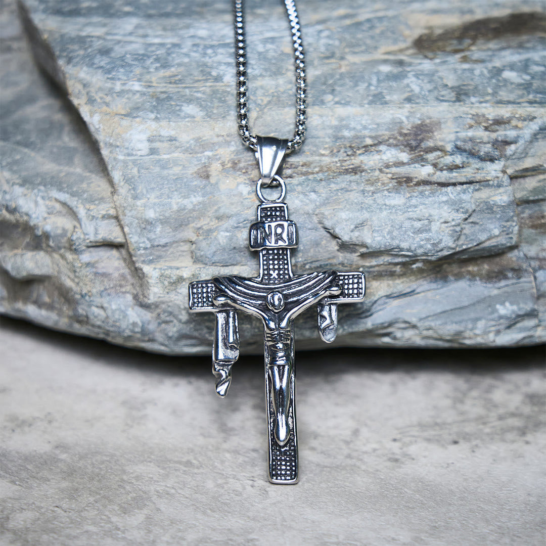 Artistic Sterling Silver INRI Cross Necklace: A Unique Blend of Art and Belief