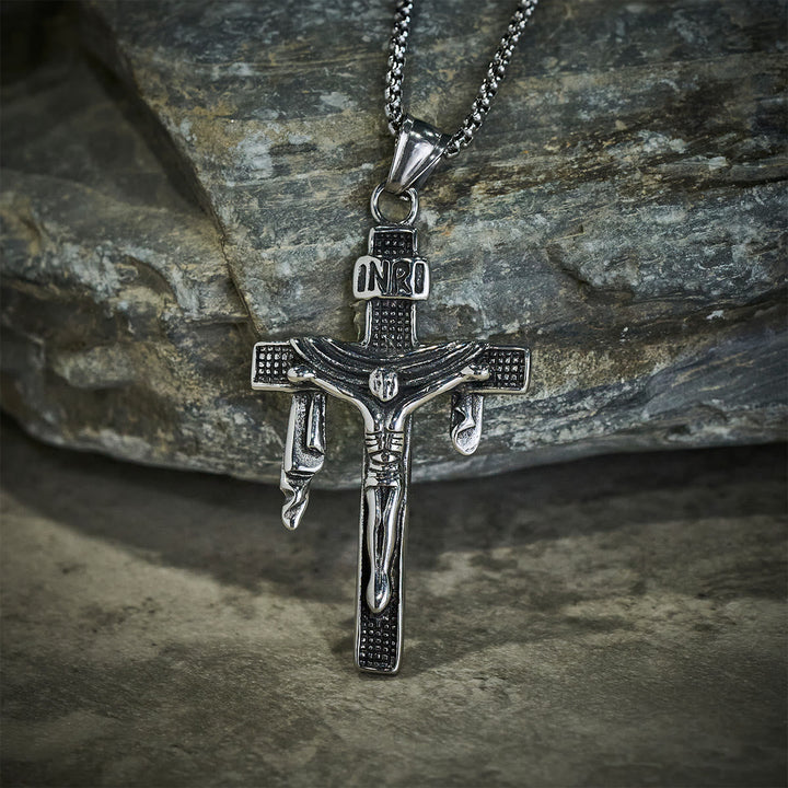 Artistic Sterling Silver INRI Cross Necklace: A Unique Blend of Art and Belief