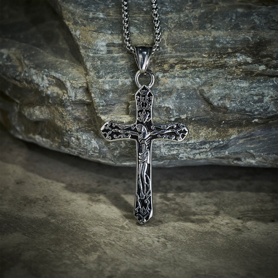 Classic Stainless Steel Ornate Cross Necklace: A Profound Symbol of Faith