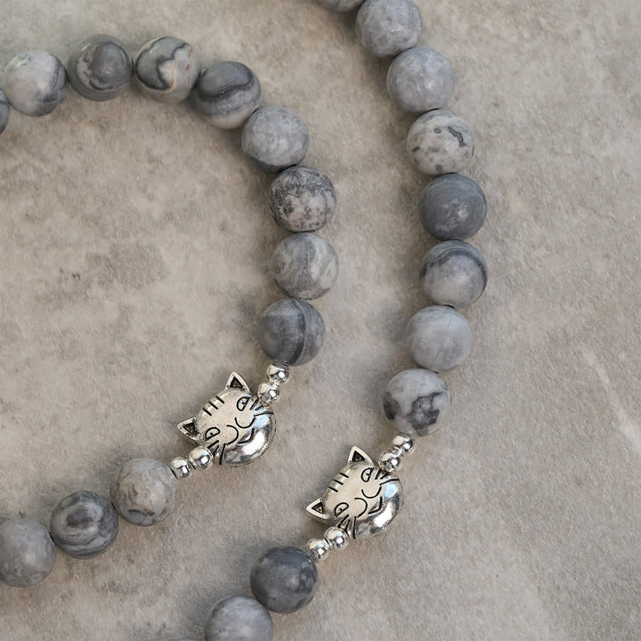 Light Grey Tabby Cat Prayer Rosary: Prayerful Care for Stray Cats Bracelet, Animal Rosary