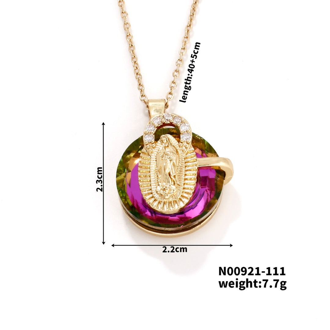 Multicolored Our Lady Crystal Necklaces: Faith - Filled Artistic Jewelry