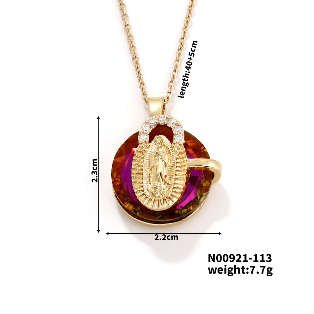Multicolored Our Lady Crystal Necklaces: Faith - Filled Artistic Jewelry