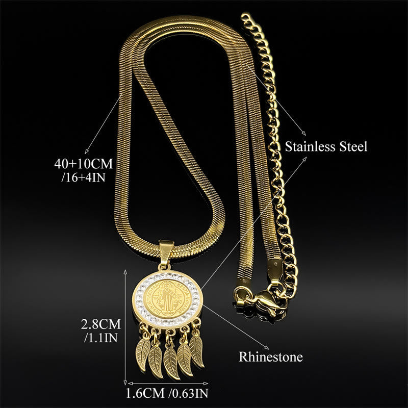 Saint Icon Pendant Necklace: Artistic Jewelry with Zircon Accents