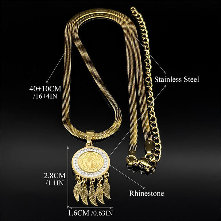 Saint Icon Pendant Necklace: Artistic Jewelry with Zircon Accents