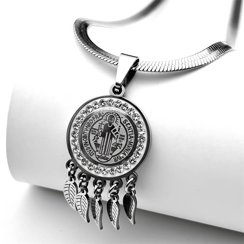 Saint Icon Pendant Necklace: Artistic Jewelry with Zircon Accents