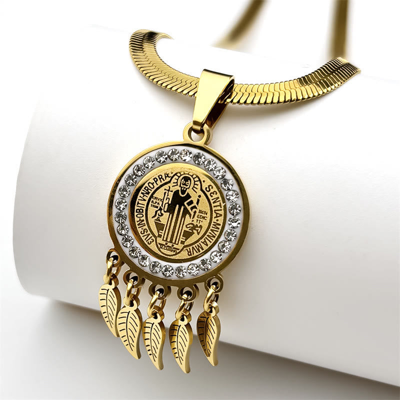 Saint Icon Pendant Necklace: Artistic Jewelry with Zircon Accents
