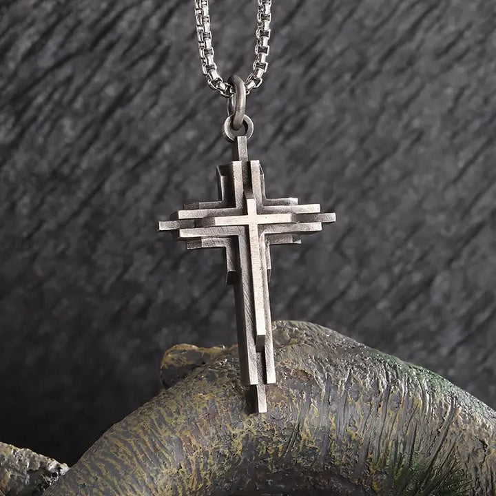 Structured Alloy Cross Necklace: Modern Layered Faith Jewelry