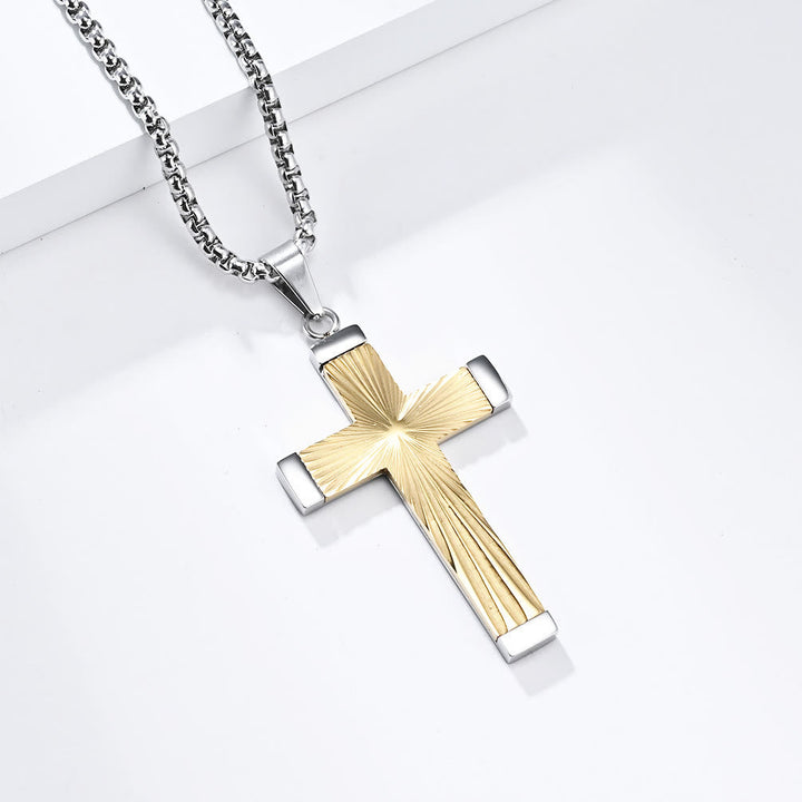 Three - Color Radiant Cross Pendant: A Fusion of Art and Belief