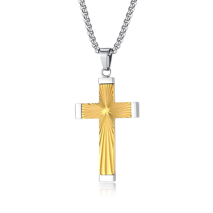Three - Color Radiant Cross Pendant: A Fusion of Art and Belief