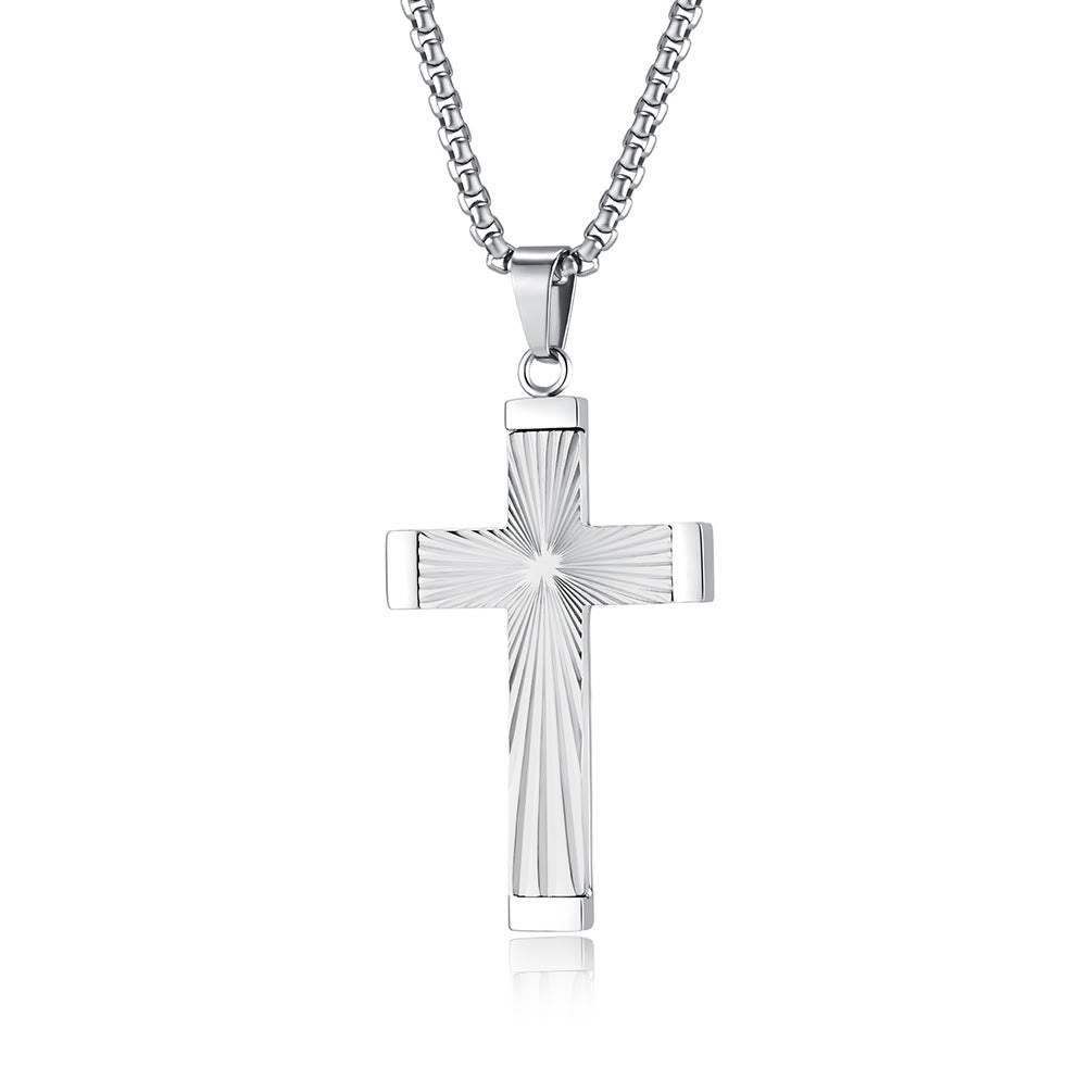 Three - Color Radiant Cross Pendant: A Fusion of Art and Belief