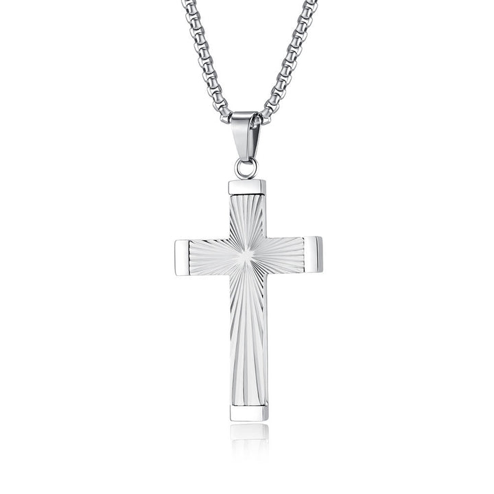 Three - Color Radiant Cross Pendant: A Fusion of Art and Belief