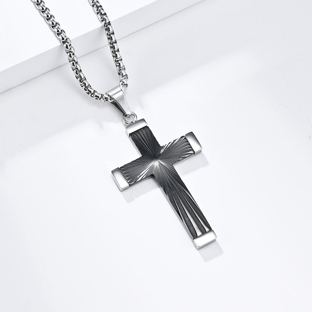 Three - Color Radiant Cross Pendant: A Fusion of Art and Belief