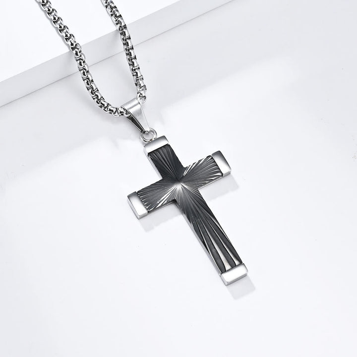 Three - Color Radiant Cross Pendant: A Fusion of Art and Belief