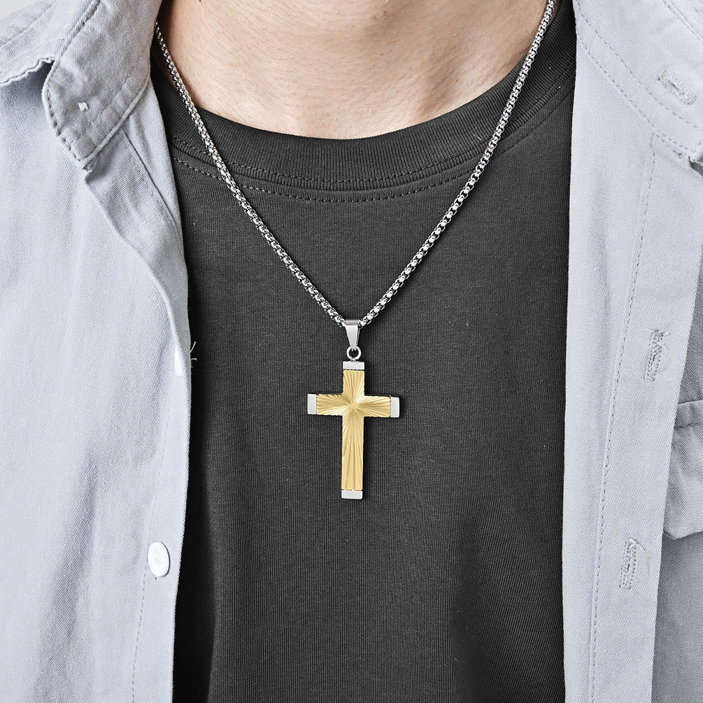 Three - Color Radiant Cross Pendant: A Fusion of Art and Belief