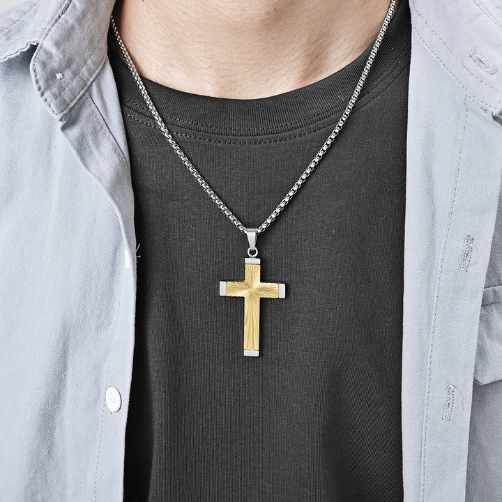 Three - Color Radiant Cross Pendant: A Fusion of Art and Belief