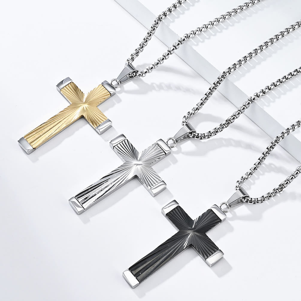 Three - Color Radiant Cross Pendant: A Fusion of Art and Belief