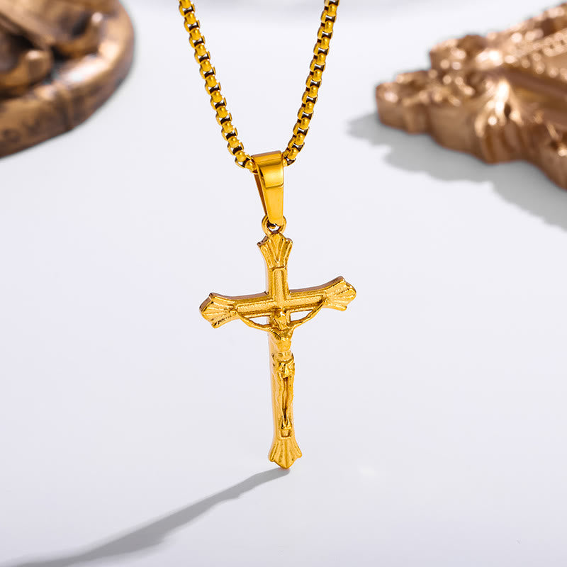 Tri - Color Jesus Crucifix Necklace: A Fusion of Faith and Stylish Hues