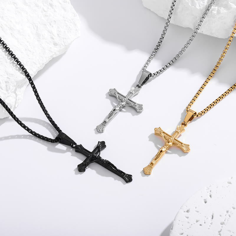 Tri - Color Jesus Crucifix Necklace: A Fusion of Faith and Stylish Hues