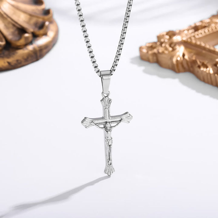 Tri - Color Jesus Crucifix Necklace: A Fusion of Faith and Stylish Hues