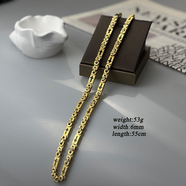 Tri - Color Cross - Embedded Chain Necklace & Bracelet: Bold Faith Statement