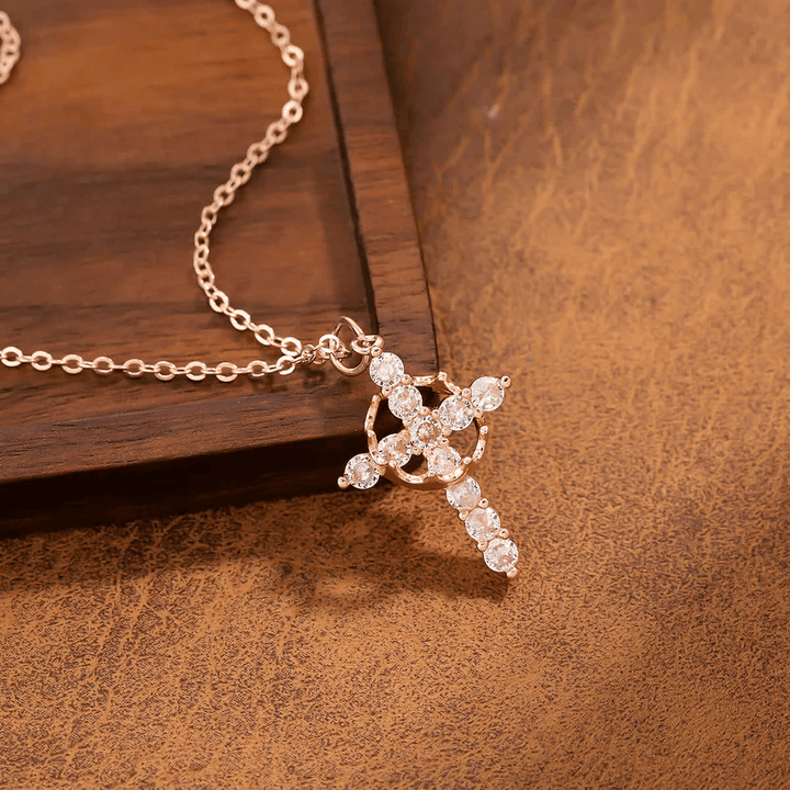 Covenant of Crown and Cross: Modern Crowned in Faith Cross Necklace with Gift Card