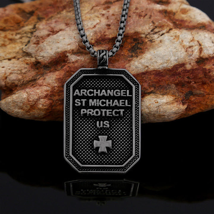 Classic Style St. Michael the Archangel Protection Stainless Steel Pendant Necklace