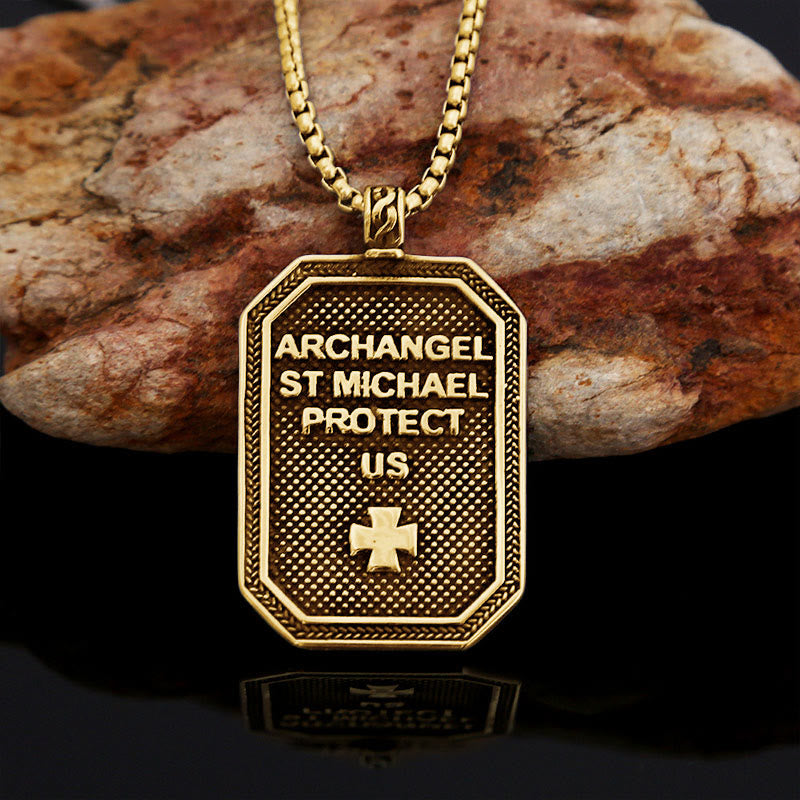 Classic Style St. Michael the Archangel Protection Stainless Steel Pendant Necklace