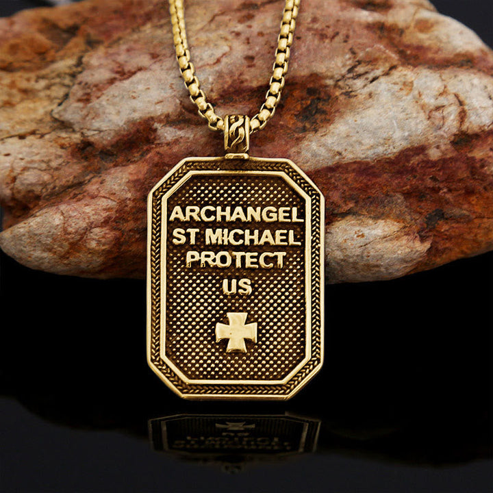 Classic Style St. Michael the Archangel Protection Stainless Steel Pendant Necklace