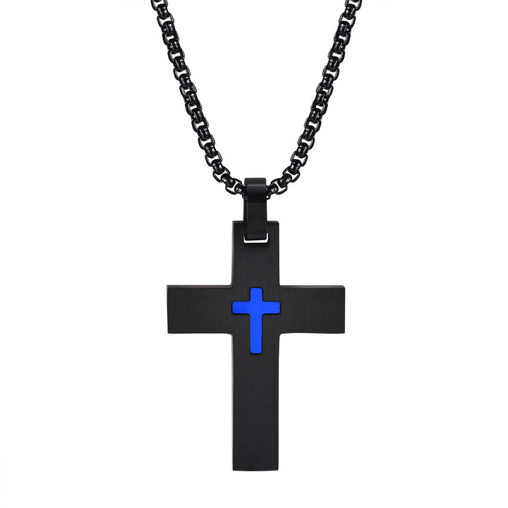 Two - Tone Stainless Steel Cross Necklace: Faith Meets Stylish Contrast