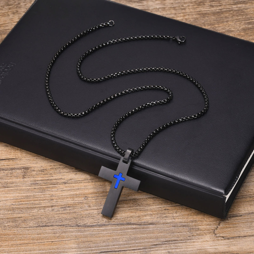 Two - Tone Stainless Steel Cross Necklace: Faith Meets Stylish Contrast