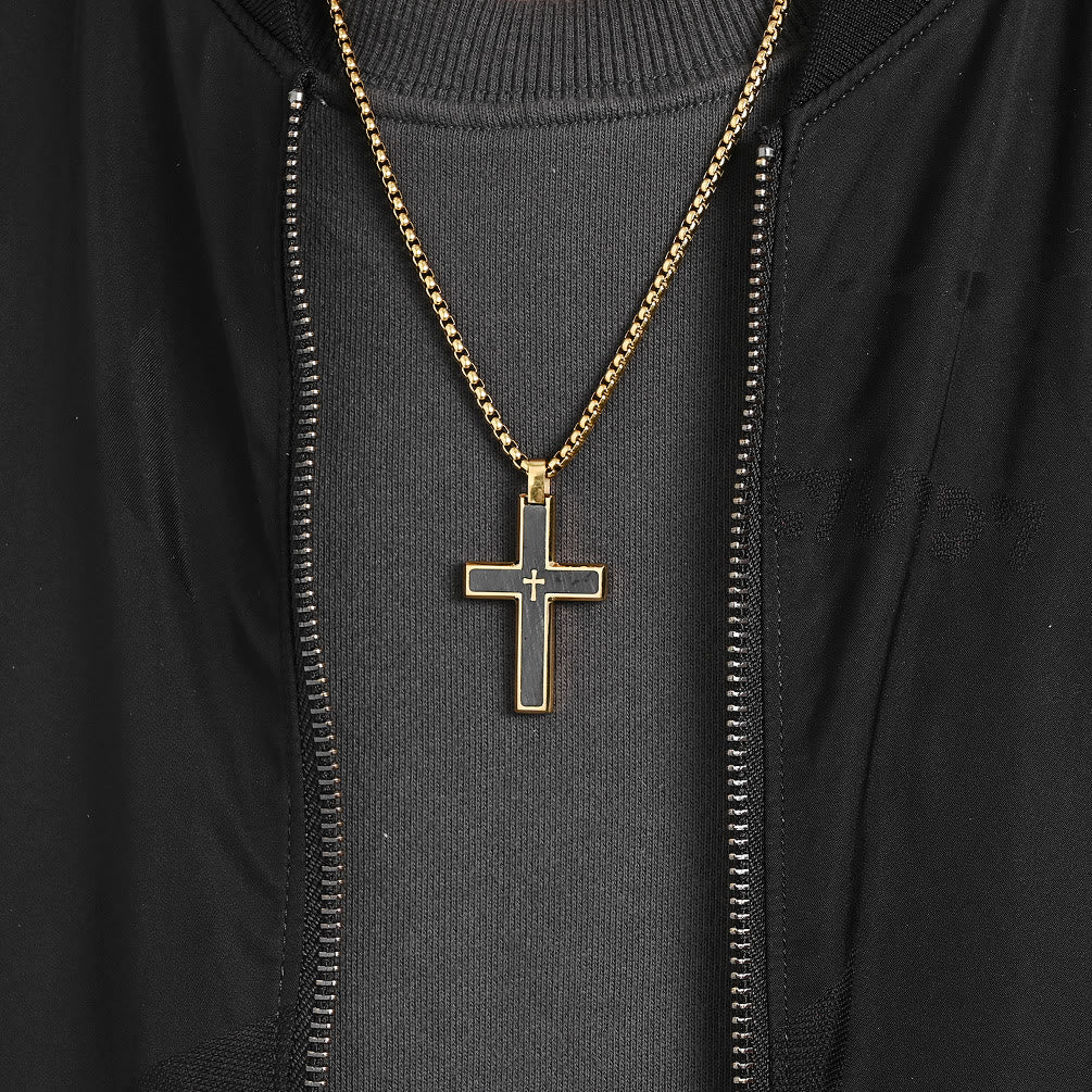 Multi - Style Two - Tone Cross Necklace: Blend of Faith and Chic Hues