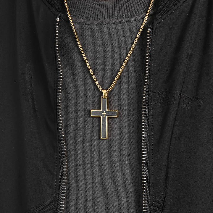 Multi - Style Two - Tone Cross Necklace: Blend of Faith and Chic Hues