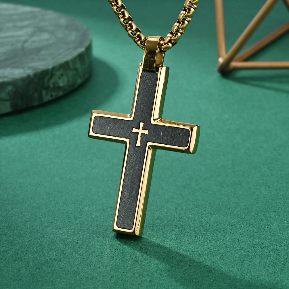 Multi - Style Two - Tone Cross Necklace: Blend of Faith and Chic Hues